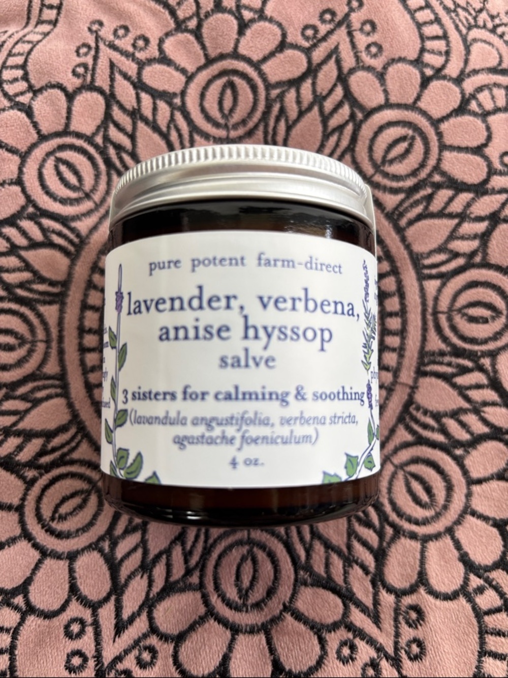 Lavender 3 Sisters Vervain Hyssop Herbal Salve - Purple & Silver